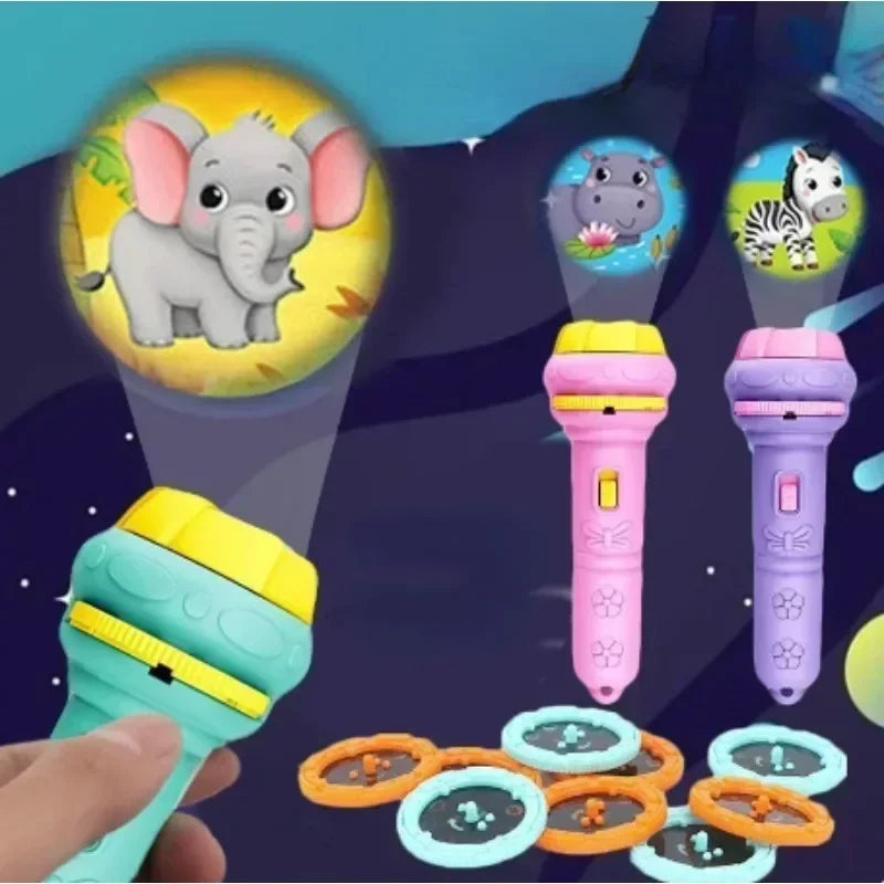 Projetor de desenho animado infantil, mini lanterna, brinquedos de educação infantil para bebês, presentes de aniversário