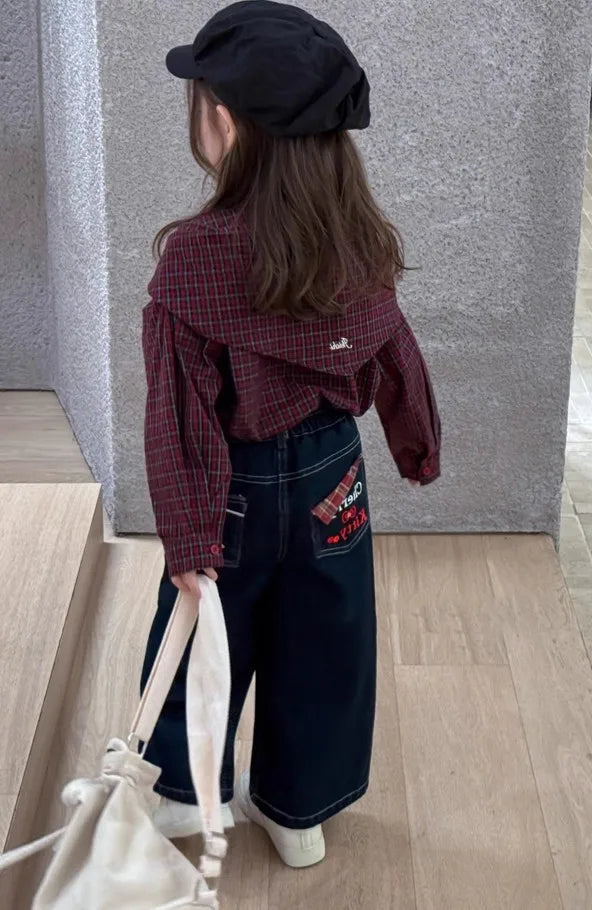 Children's clothing Girls' shirts Shawl plaid casual outdoor tops 2025 spring and autumn clothing new children's clothing trend