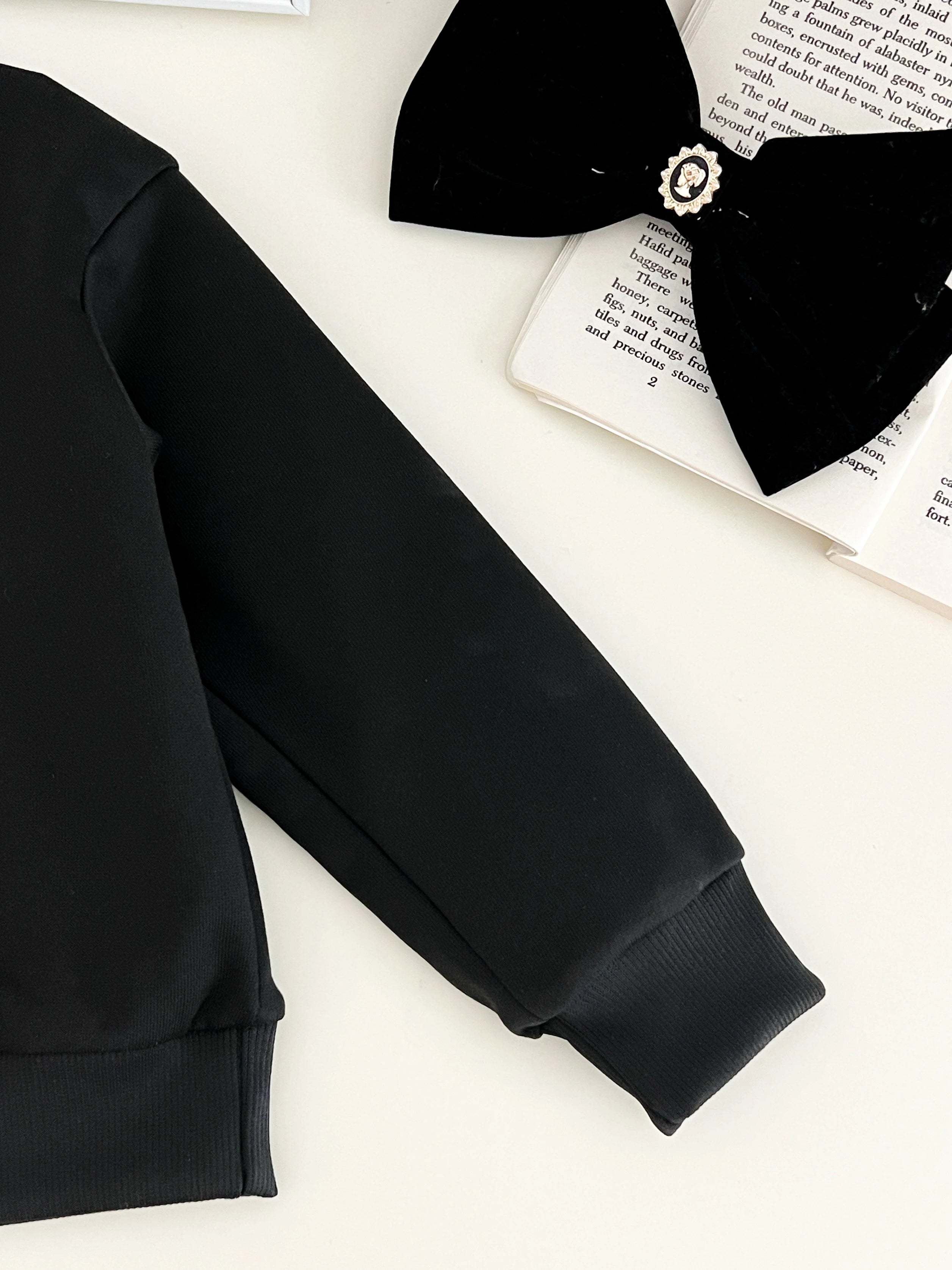 children's clothing for 3-7 years white bow printed long-sleeved top + pants autumn girls set