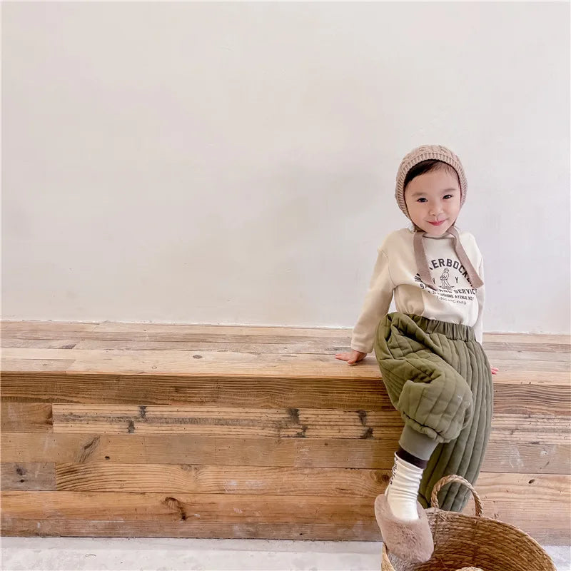 Children's Clothing From 2 To 7 Years Winter Kids Warm Cotton-Padded Trousers Baby Girls Thick Pants Toddler Boys Wear Clothes