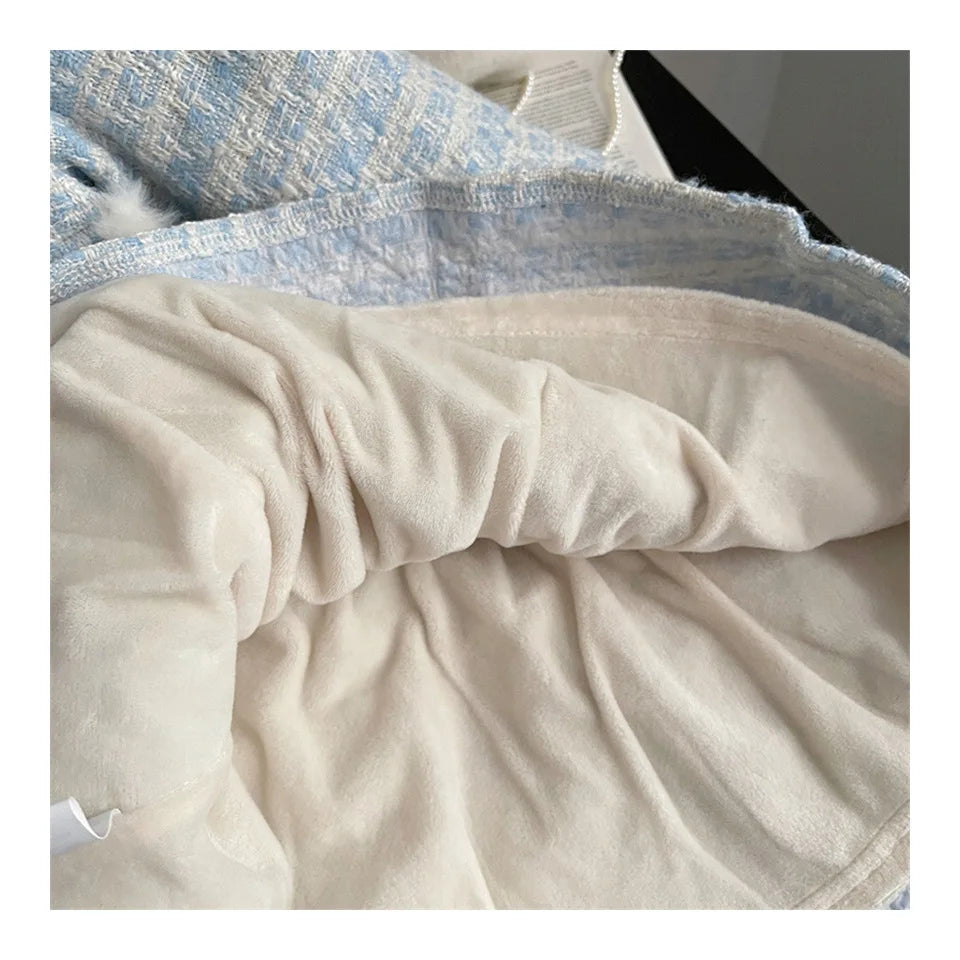 Children's Clothing Sets Tweed Scented Suit Fleece Coat + Pleated Skirt 2pcs Sets Baby Girl Clothes Kids Clothes 2 To 7 Years