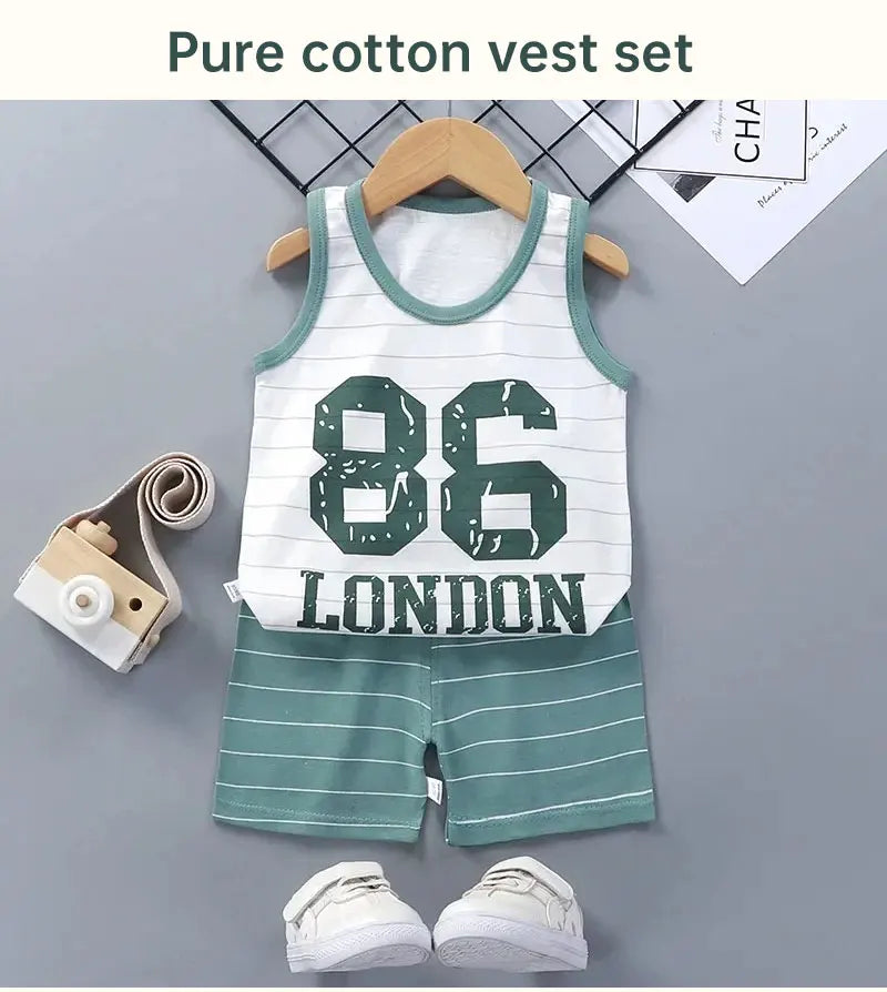 Children Sets Kids Clothes Boys Girls Vest Suit Summer Children's Clothing baby Cotton T-Shirts Shorts Tank Top Sleeveless