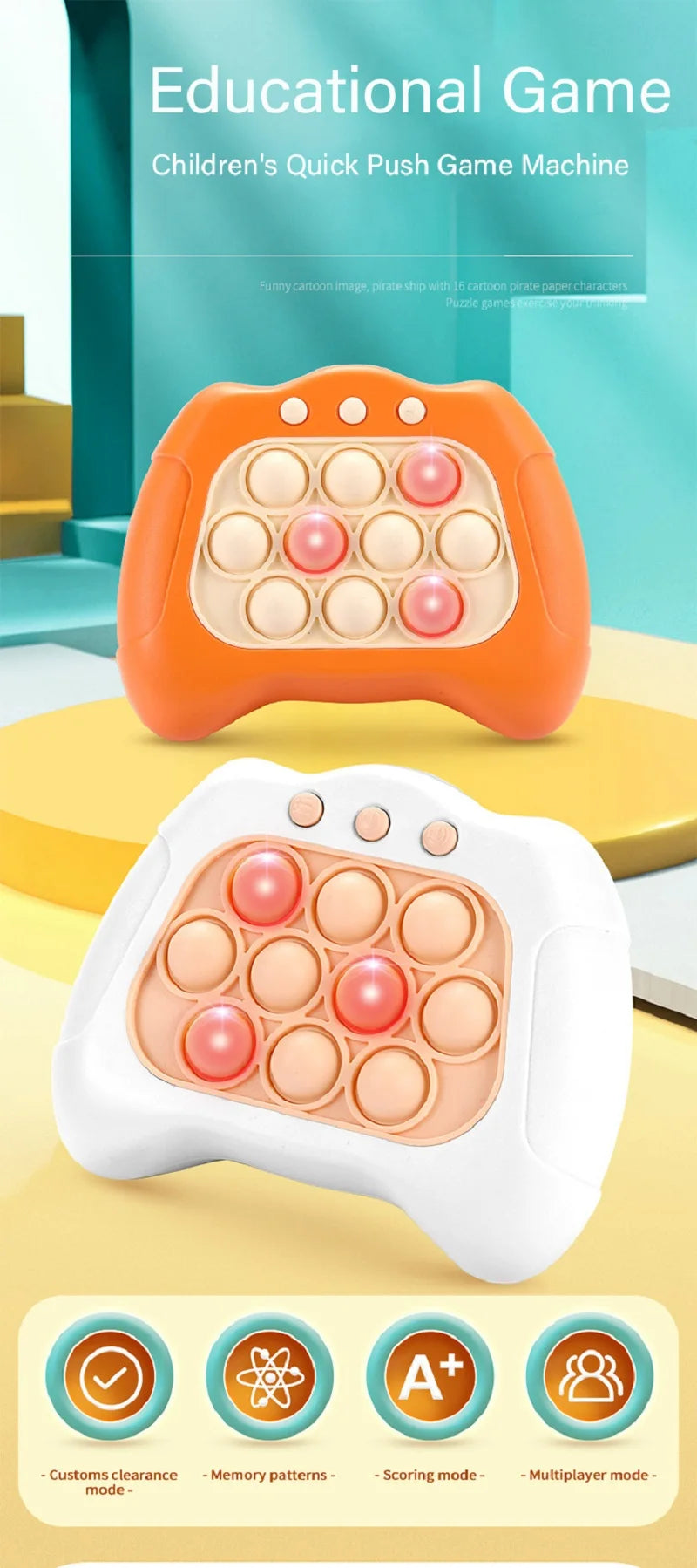 Eletrônico pop light up bolhas de impulso rápido console de jogo brinquedo rápido empurrar bolhas brinquedos para crianças adult