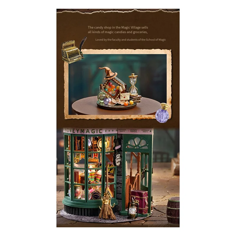 BHBD-DIY 3D Puzzle Miniature Model Kits - Wooden Dollhouse- For Collectors,Magic Shop DIY Cabin