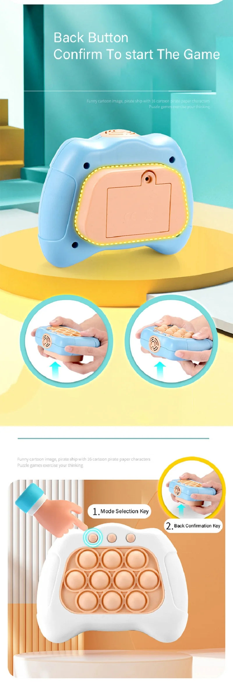 Eletrônico pop light up bolhas de impulso rápido console de jogo brinquedo rápido empurrar bolhas brinquedos para crianças adult