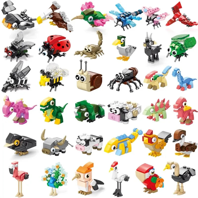 Insect Dinosaur Assembly Toy Blos Children's Day Gift for Boys Kindergarten Puzzle Building Blos Eonal Toys