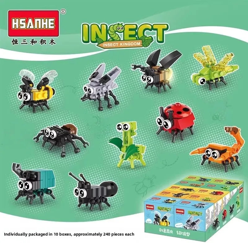 Insect Dinosaur Assembly Toy Blos Children's Day Gift for Boys Kindergarten Puzzle Building Blos Eonal Toys