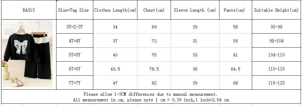 children's clothing for 3-7 years white bow printed long-sleeved top + pants autumn girls set