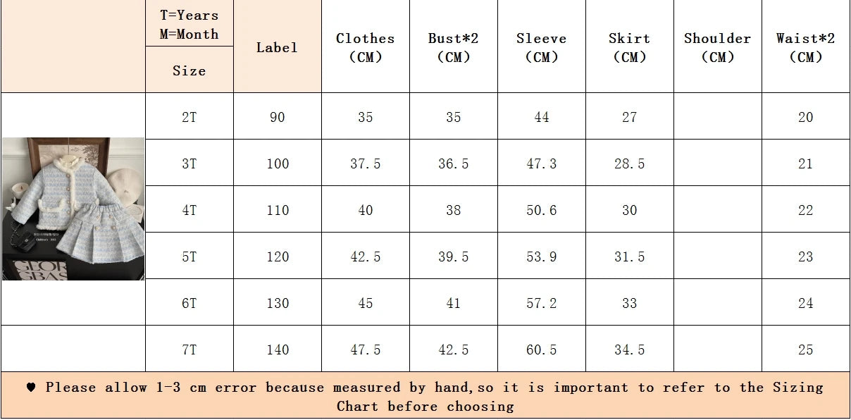 Children's Clothing Sets Tweed Scented Suit Fleece Coat + Pleated Skirt 2pcs Sets Baby Girl Clothes Kids Clothes 2 To 7 Years