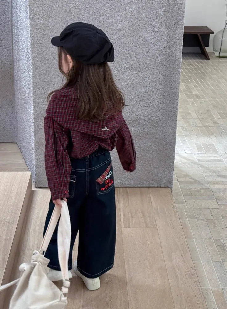 Children's clothing Girls' shirts Shawl plaid casual outdoor tops 2025 spring and autumn clothing new children's clothing trend