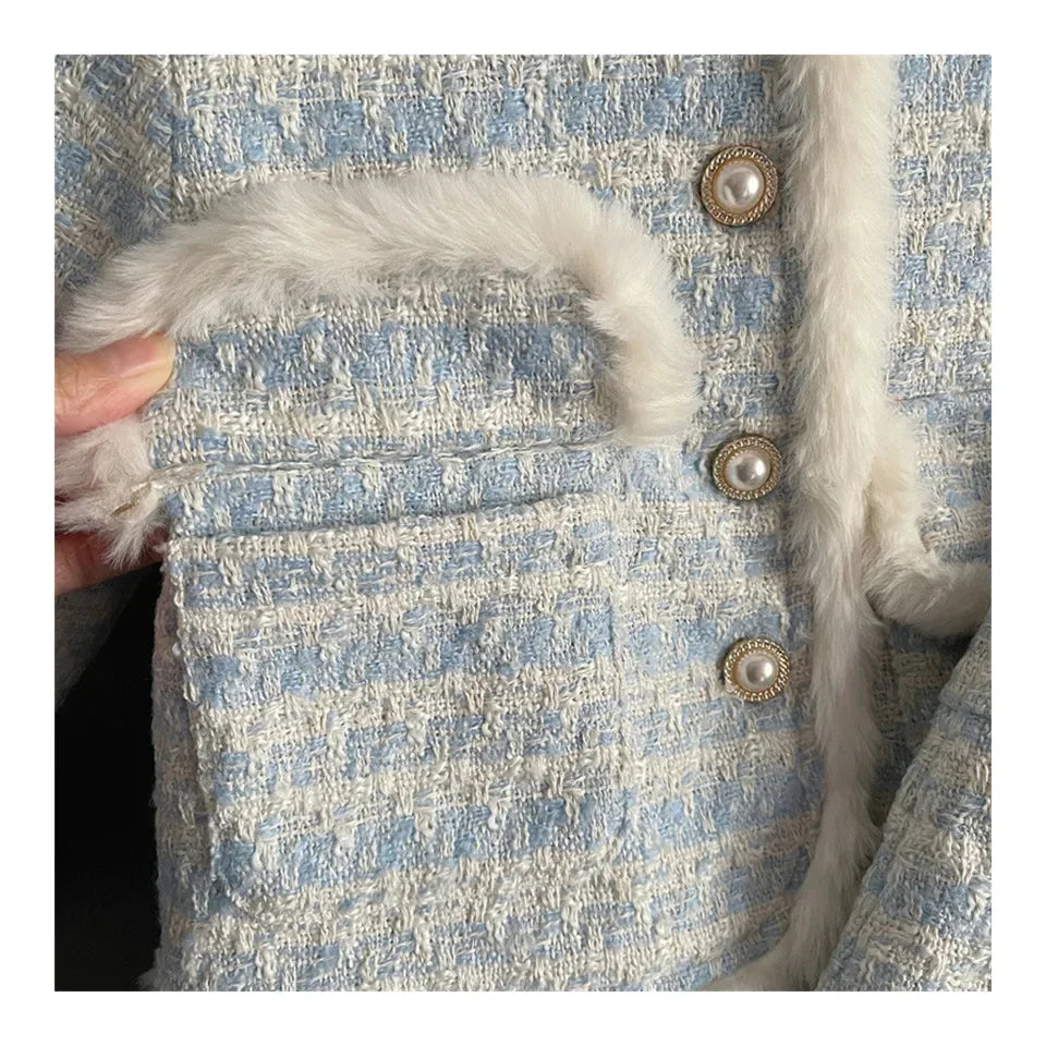 Children's Clothing Sets Tweed Scented Suit Fleece Coat + Pleated Skirt 2pcs Sets Baby Girl Clothes Kids Clothes 2 To 7 Years