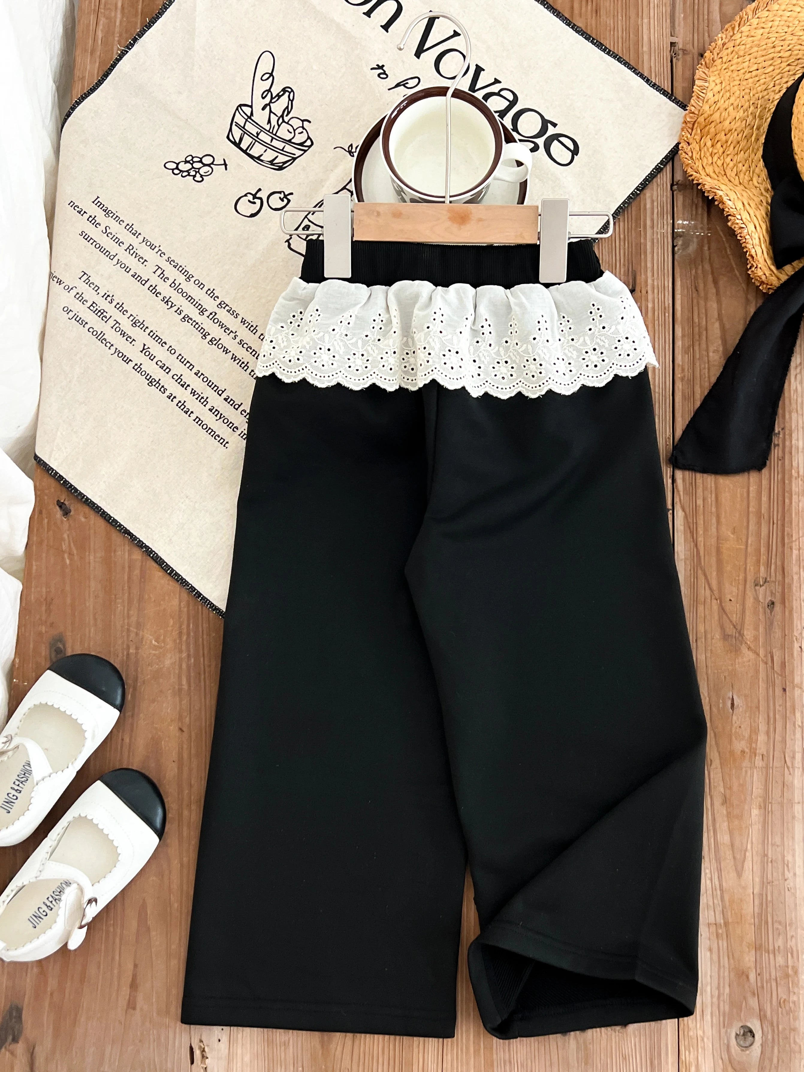 children's clothing for 3-7 years white bow printed long-sleeved top + pants autumn girls set