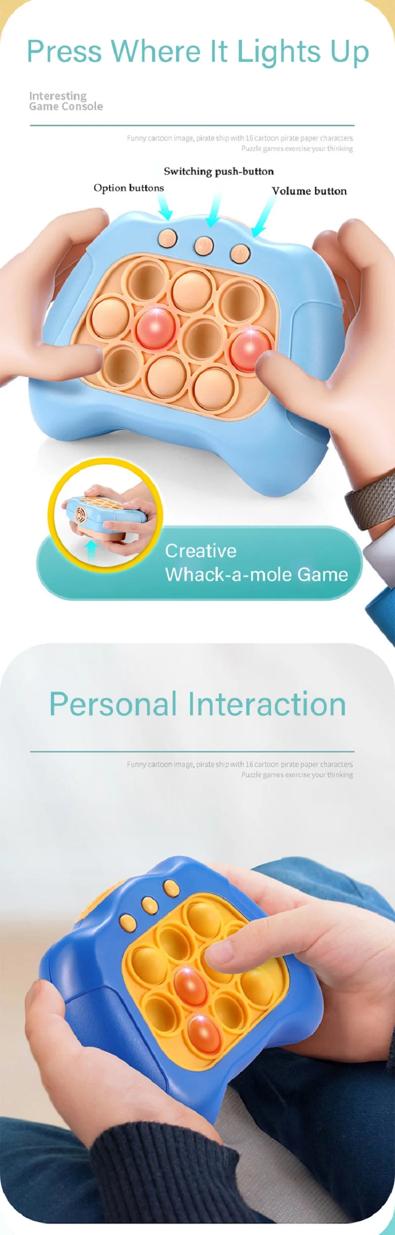 Eletrônico pop light up bolhas de impulso rápido console de jogo brinquedo rápido empurrar bolhas brinquedos para crianças adult
