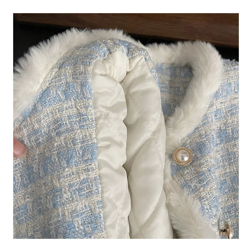 Children's Clothing Sets Tweed Scented Suit Fleece Coat + Pleated Skirt 2pcs Sets Baby Girl Clothes Kids Clothes 2 To 7 Years