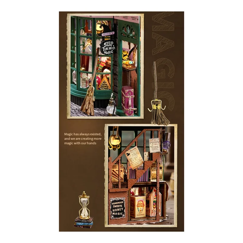 BHBD-DIY 3D Puzzle Miniature Model Kits - Wooden Dollhouse- For Collectors,Magic Shop DIY Cabin